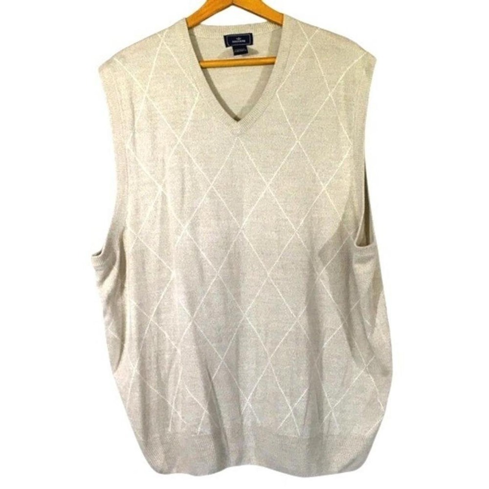 Dockers Argyle V-Neck Sweater Vest XXL Oatmeal Heather